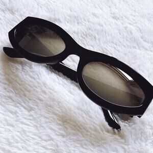 Faye Mirrored Black Cat-Eye Sunglasses
